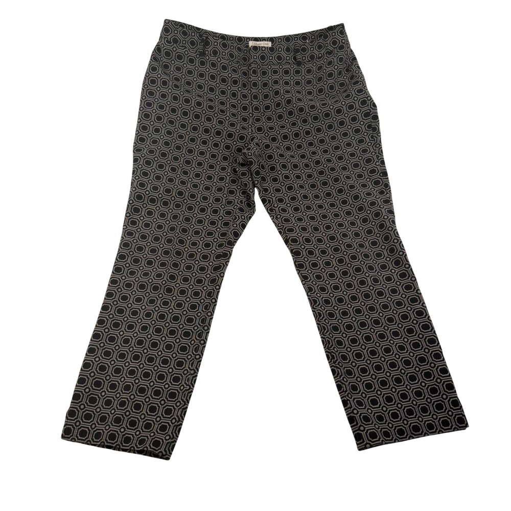 Coldwater Creek Natural Fit Black White Geometric Jacquard Straight Pants Sz 14